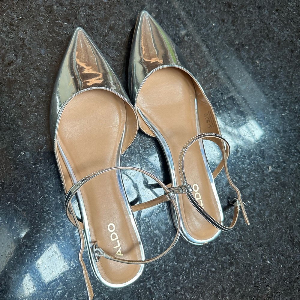 Silver metallic flats